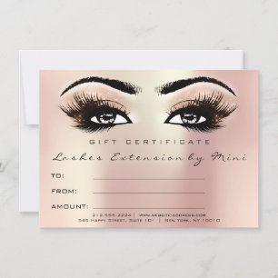 Lashes Pink Rose Blush Makeup Certificate Gift