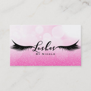 Lashes Pink Sparkle Glamour Eyelashes Makeup Business Card