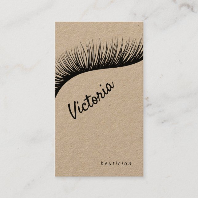 Lashes Rustic kraft makeup artist eyelash Business Business Card (Front)