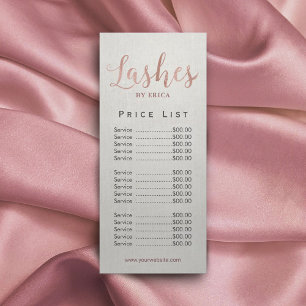 Lashes Salon Lash Bar Esthetician Price List Rack Card