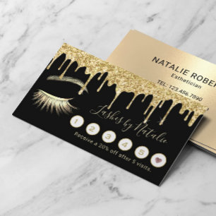 Lashes Salon Makeup Artist Gold Drips Loyalty Card