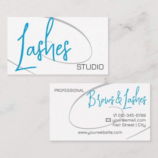 Lashes Studio Modern Classy Professional Blue Business Card (Front/Back)