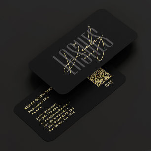 Lashes Tech Signature Makeup Artist Elegant Black Business Card