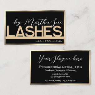 Lashes Template Black Gold Golden Ombre Beauty  Business Card