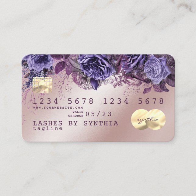 Lashes trendy Floral Credit Card watercolor (Front)