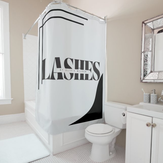 LASHES Typography Shower Curtain (In Situ)