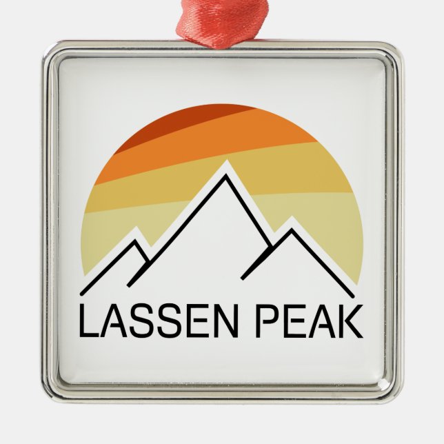 Lassen Peak California Retro Metal Ornament (Front)