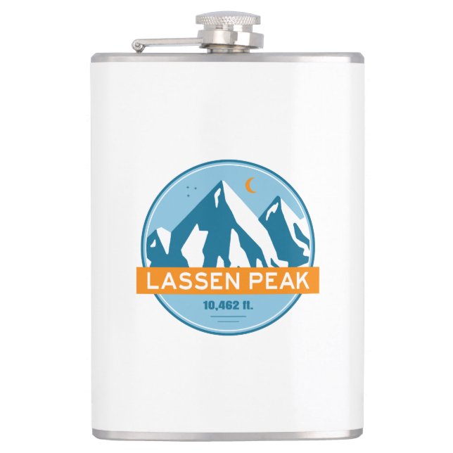 Lassen Peak California Stars Moon Hip Flask (Front)