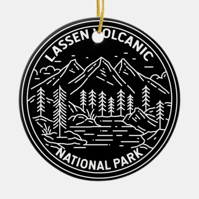 Lassen Volcanic National Park California Monoline Ceramic Ornament (Front)
