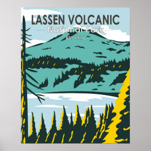 Lassen Volcanic National Park California Vintage Poster