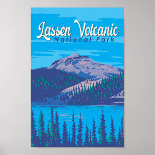 Lassen Volcanic National Park Illustration Travel Poster