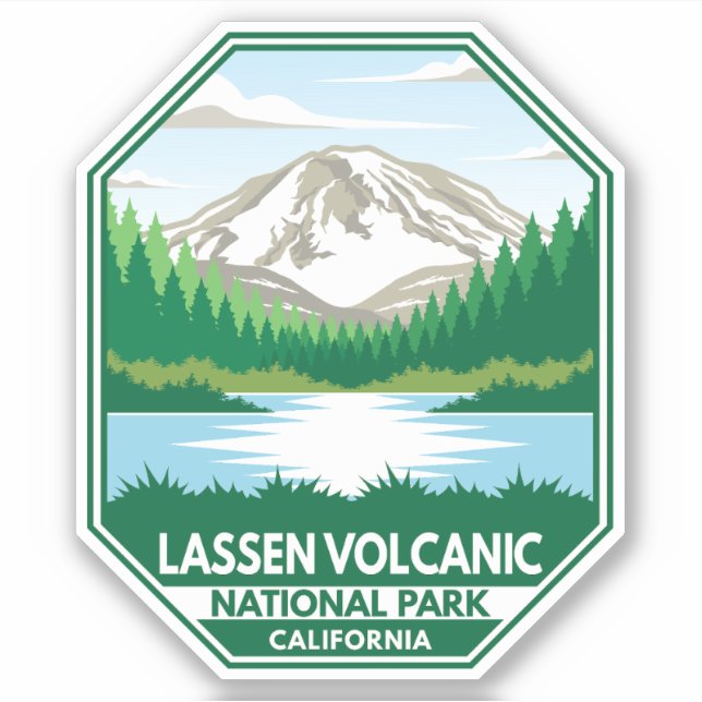 Lassen Volcanic National Park Minimal Retro Emblem (Front)