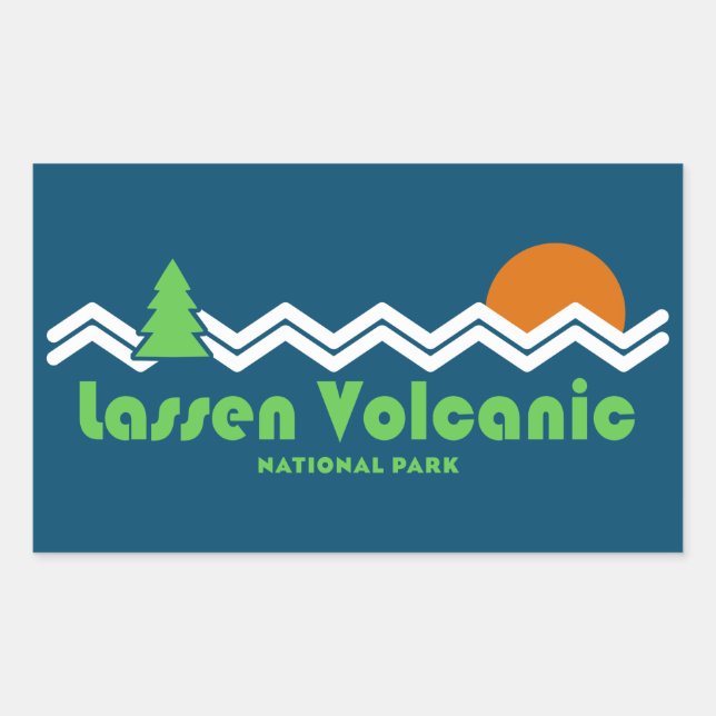 Lassen Volcanic National Park Retro Rectangular Sticker (Front)