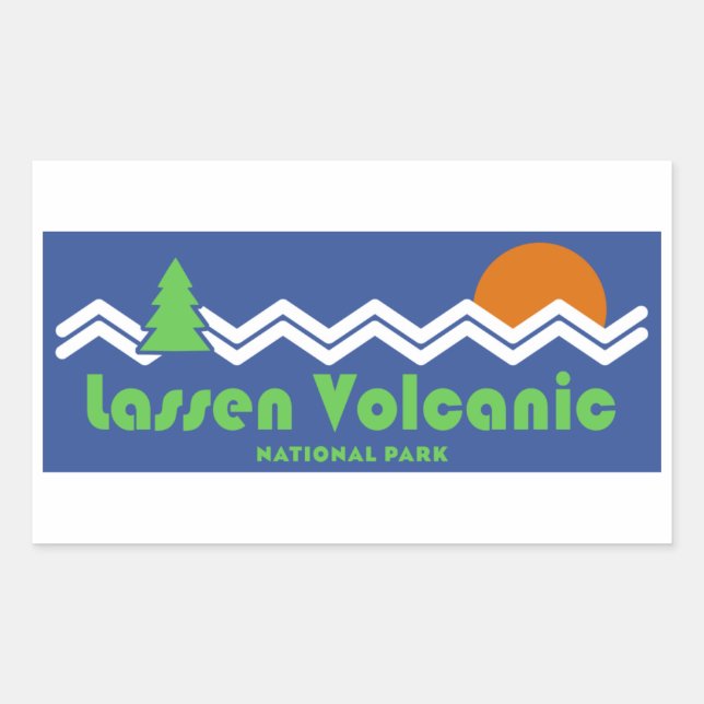 Lassen Volcanic National Park Retro Rectangular Sticker (Front)