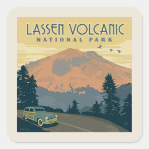 Lassen Volcanic National Park   Road Trip Square Sticker