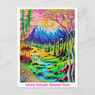 Lassen Volcanic National Park Travel Art Postcard