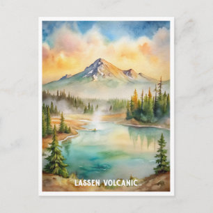 Lassen Volcanic National Park Watercolor Painting  Postcard
