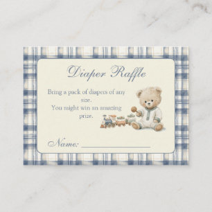 lassic Gingham Baby Shower Diaper Raffle Enclosure Card