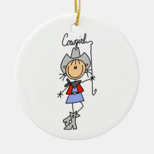 Lasso Cowgirl T-shirts and Gifts Ceramic Ornament