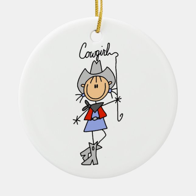 Lasso Cowgirl T-shirts and Gifts Ceramic Ornament (Front)