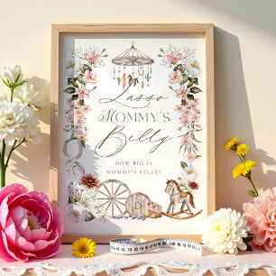 Lasso Mummy's Belly Wild Western Baby Shower Poster