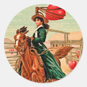 Lasso my heart Vintage Valentine Classic Round Sticker