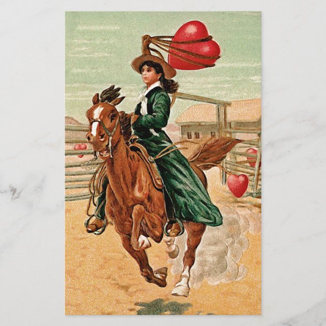 Lasso my heart Vintage Valentine Stationery (Front)