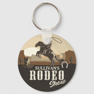 Lasso Roping Roundup ADD NAME Western Rodeo Show Key Ring