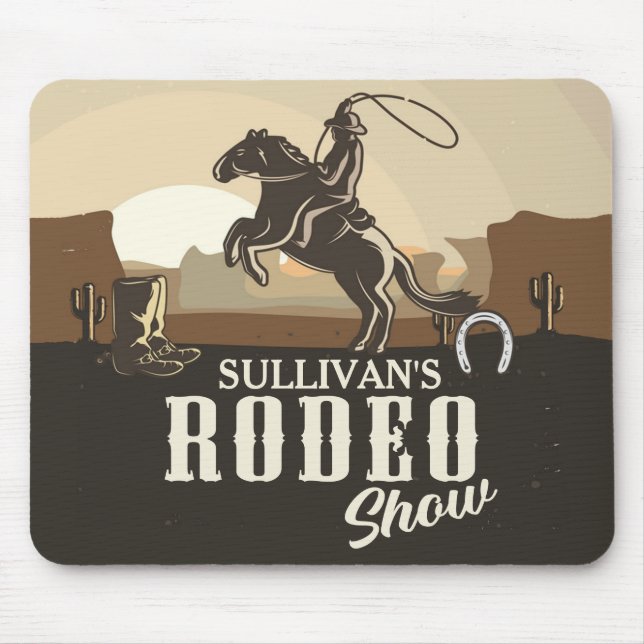 Lasso Roping Roundup ADD NAME Western Rodeo Show Mouse Pad (Front)
