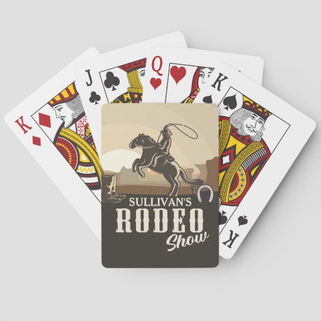 Lasso Roping Roundup ADD NAME Western Rodeo Show Playing Cards (Back)