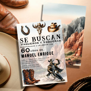 Lasso Vaquero Spanish Western Cowboy 60th Birthday Invitation