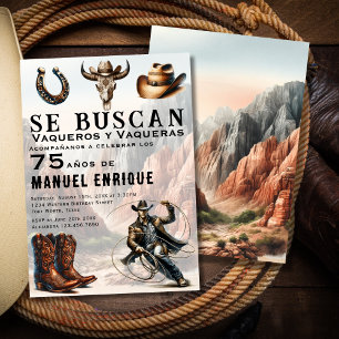 Lasso Vaquero Spanish Western Cowboy 75th Birthday Invitation