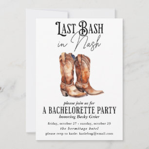 Last Bash in Nash Bachelorette Party Cowgirl Weste Invitation