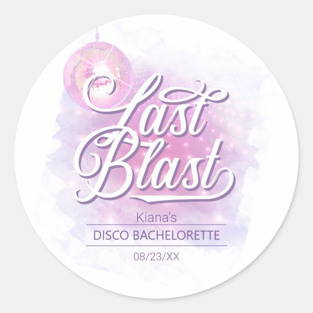 Last Blast Disco Bachelorette ID928 Classic Round Sticker (Front)