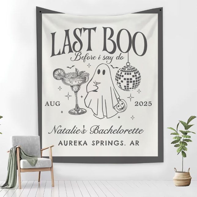 Last Boo Before I Do Bachelorette Halloween Party Tapestry (Creator Uploaded)
