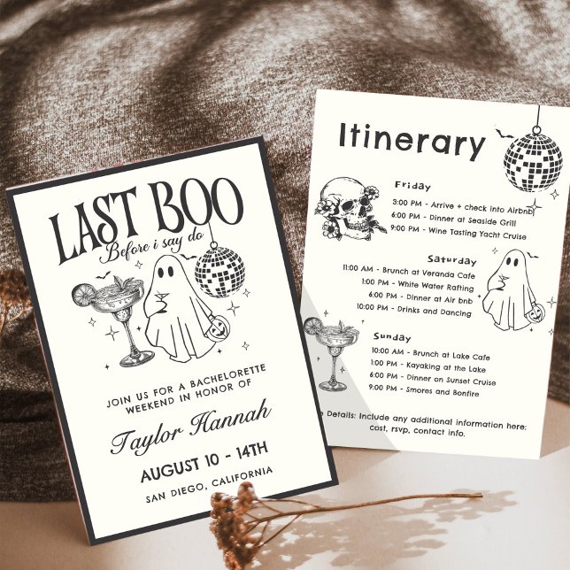 Last Boo Before I Do Bachelorette Itinerary Invitation (Creator Uploaded)