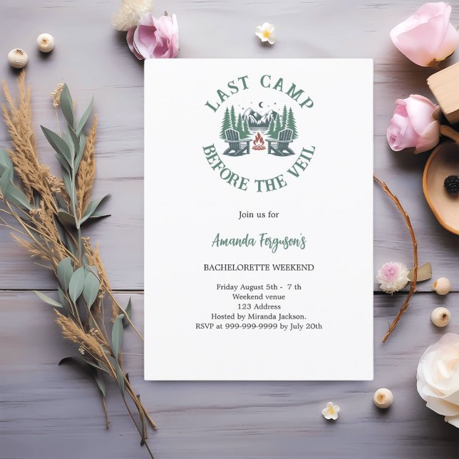 Last camp before the veil bachelorette weekend invitation (Creator Uploaded)