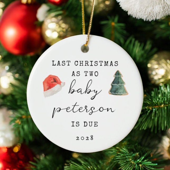 Last Christmas As Two Baby Announcement Ceramic Ornament (Creator Uploaded)