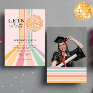 Last Dance Retro Graduation Party Photo Invitation