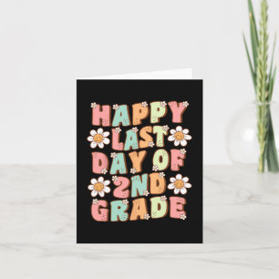 Last Day Of 2nd Grade Cute Groovy Second Grade Tea Card