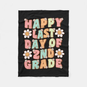 Last Day Of 2nd Grade Cute Groovy Second Grade Tea Fleece Blanket