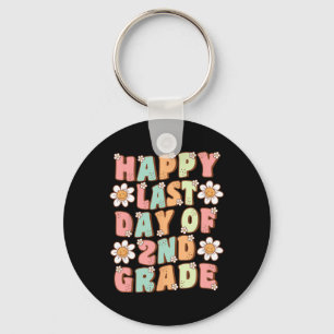 Last Day Of 2nd Grade Cute Groovy Second Grade Tea Key Ring