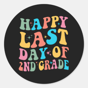 Last Day Of 2nd Grade Last Day Of School Groovy Classic Round Sticker