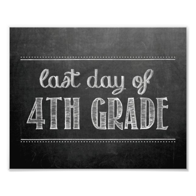 Last Day of 4th Grade Chalkboard Sign (Front)
