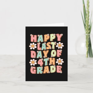 Last Day Of 4th Grade Cute Groovy Fourth Grade Tea Card