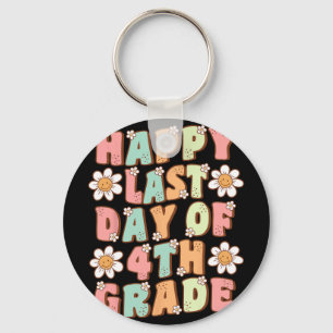 Last Day Of 4th Grade Cute Groovy Fourth Grade Tea Key Ring