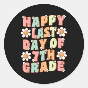 Last Day Of 7th Grade Groovy Seventh Grade Teacher Classic Round Sticker