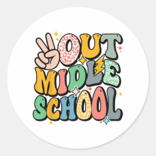 Last Day Of Middle School Shirt Peace Out Groovy R Classic Round Sticker