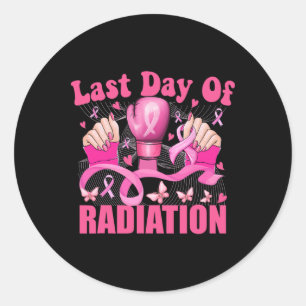 Last Day Of Radiation Boxing Gloves Breast Cancer  Classic Round Sticker