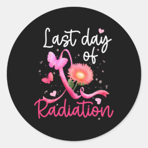 Last Day Of Radiation Floral Heart Breast Cancer S Classic Round Sticker